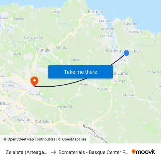 Zelaieta (Arteaga) (1855) to Bcmaterials - Basque Center For Materials map
