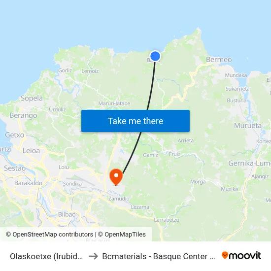 Olaskoetxe (Irubide) (2094) to Bcmaterials - Basque Center For Materials map