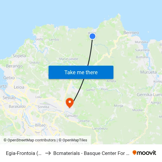 Egia-Frontoia (2096) to Bcmaterials - Basque Center For Materials map