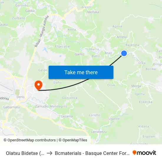 Olatxu Bidetxe (2153) to Bcmaterials - Basque Center For Materials map