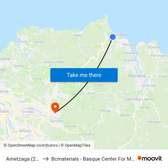 Ametzaga (2175) to Bcmaterials - Basque Center For Materials map