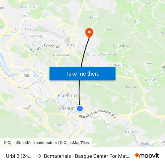 Urbi 2 (2492) to Bcmaterials - Basque Center For Materials map