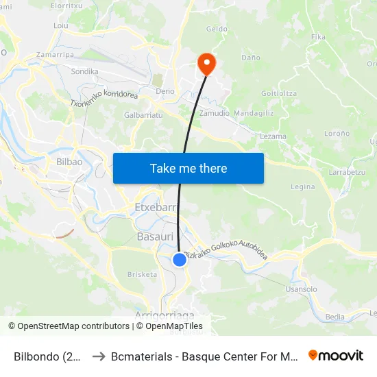Bilbondo (2523) to Bcmaterials - Basque Center For Materials map