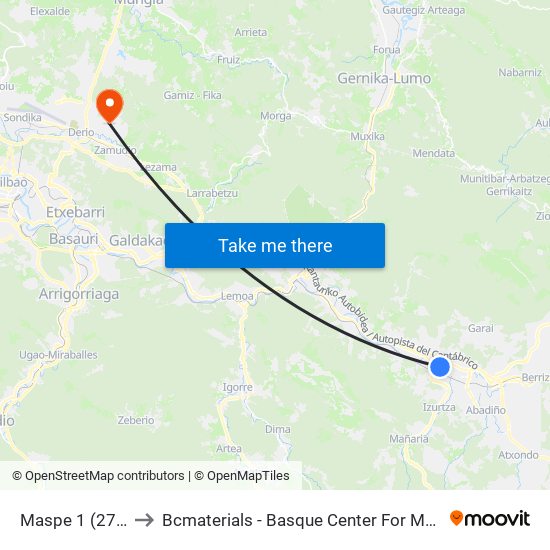 Maspe 1 (2702) to Bcmaterials - Basque Center For Materials map