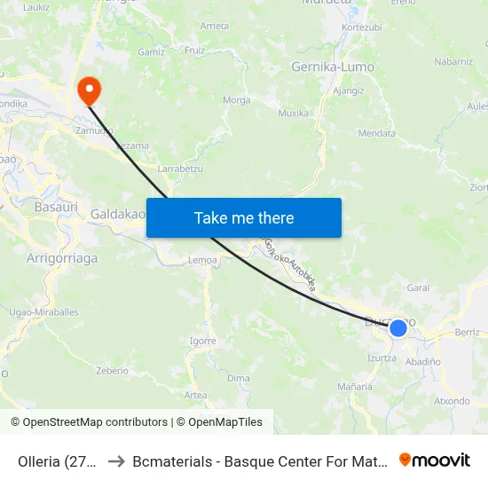 Olleria (2713) to Bcmaterials - Basque Center For Materials map