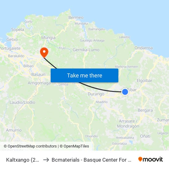 Kaltxango (2801) to Bcmaterials - Basque Center For Materials map
