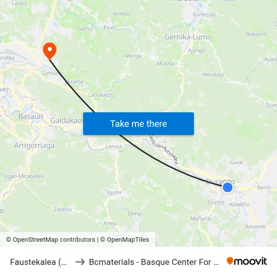 Faustekalea (2840) to Bcmaterials - Basque Center For Materials map