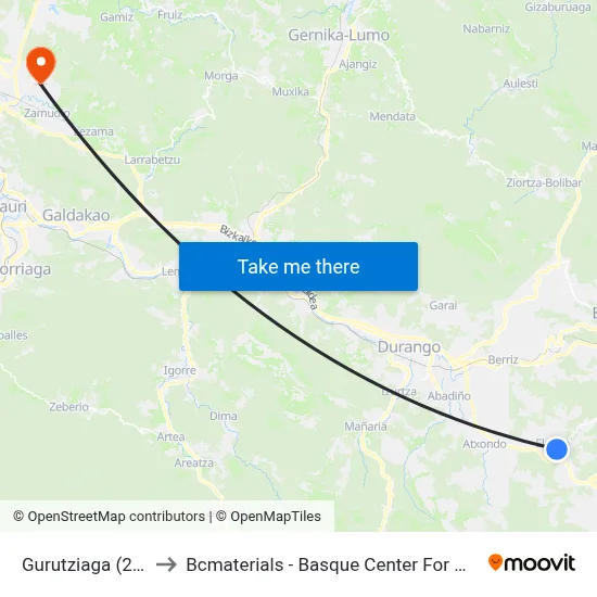 Gurutziaga (2854) to Bcmaterials - Basque Center For Materials map