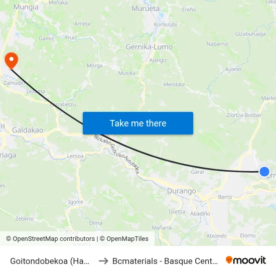 Goitondobekoa (Hambre) (2923) to Bcmaterials - Basque Center For Materials map