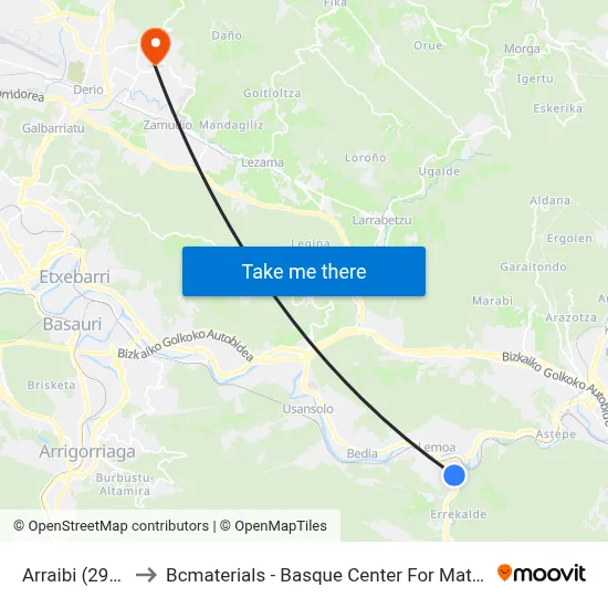 Arraibi (2997) to Bcmaterials - Basque Center For Materials map