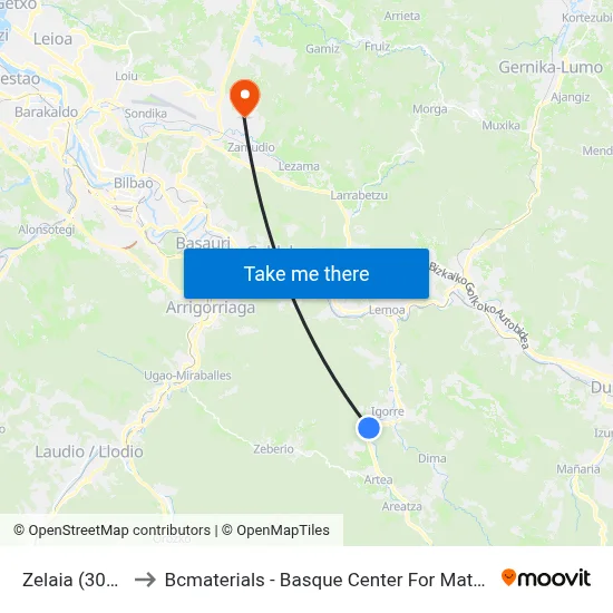 Zelaia (3004) to Bcmaterials - Basque Center For Materials map