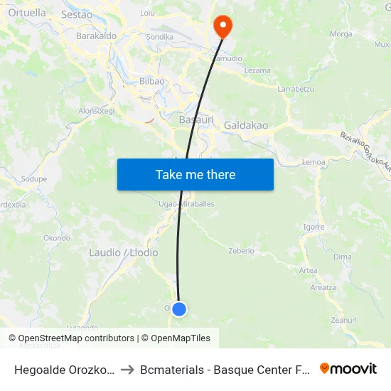 Hegoalde Orozko (3030) to Bcmaterials - Basque Center For Materials map