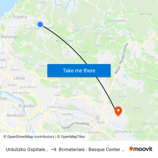 Urdulizko Ospitalea (3164) to Bcmaterials - Basque Center For Materials map