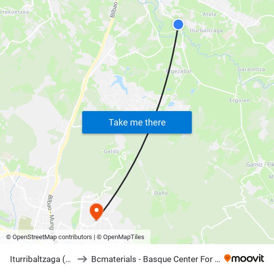 Iturribaltzaga (3496) to Bcmaterials - Basque Center For Materials map