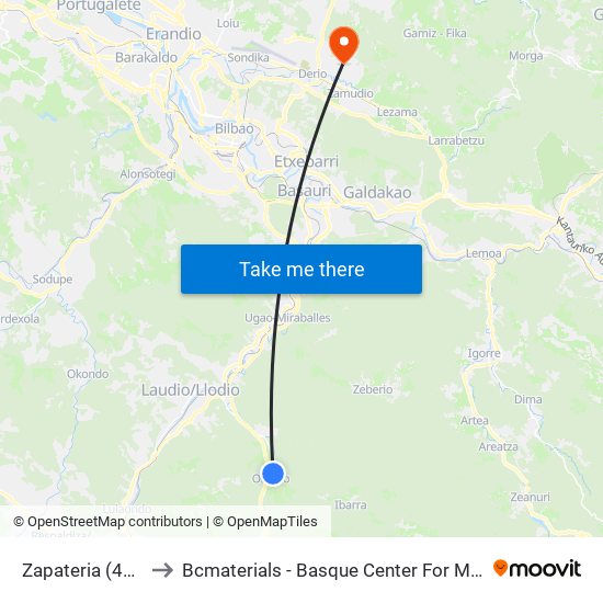 Zapateria (4002) to Bcmaterials - Basque Center For Materials map