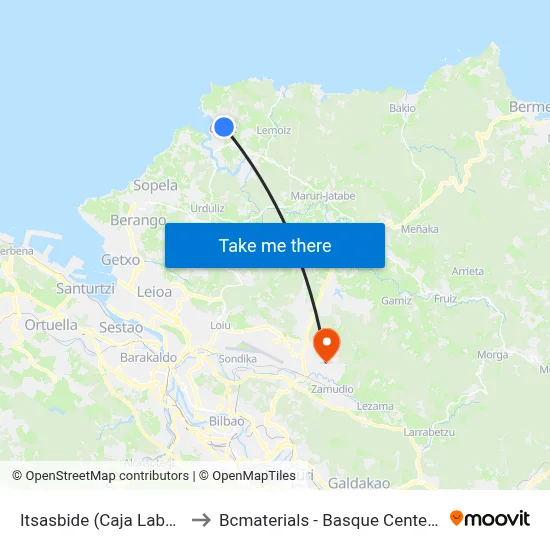 Itsasbide (Caja Laboral) (4240) to Bcmaterials - Basque Center For Materials map
