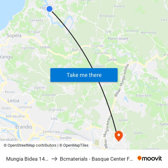 Mungia Bidea 14 (4248) to Bcmaterials - Basque Center For Materials map