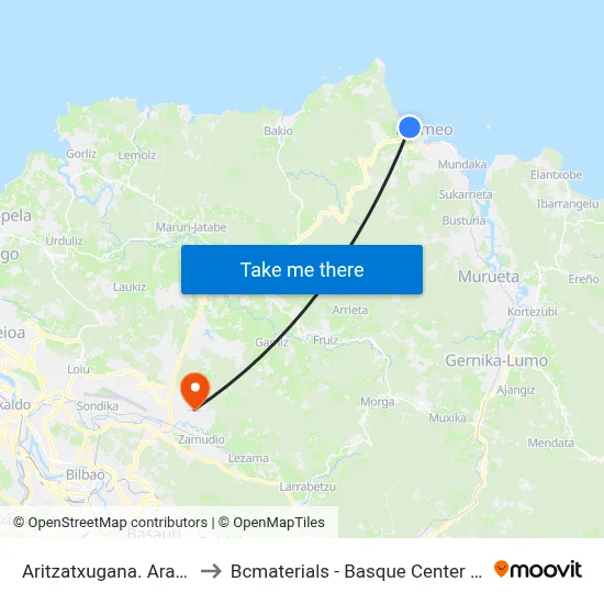 Aritzatxugana. Arane (2362) to Bcmaterials - Basque Center For Materials map