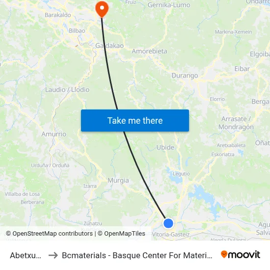 Abetxuko to Bcmaterials - Basque Center For Materials map