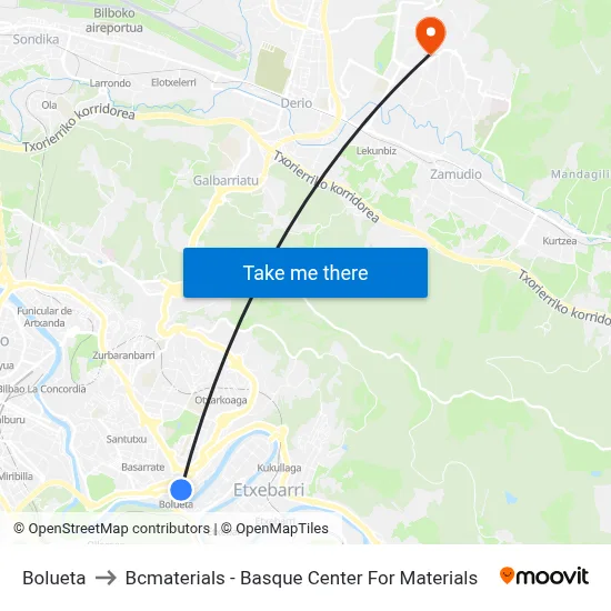Bolueta to Bcmaterials - Basque Center For Materials map