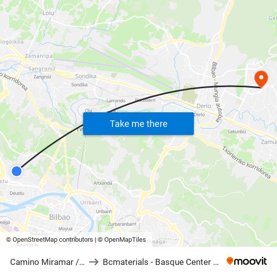 Camino Miramar / Escuela to Bcmaterials - Basque Center For Materials map