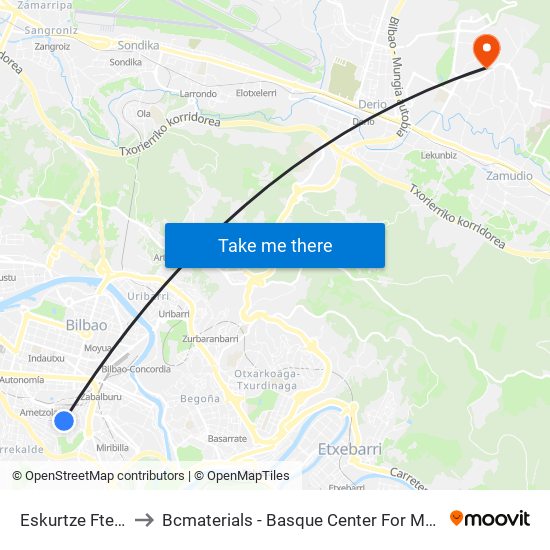 Eskurtze Fte. 10 to Bcmaterials - Basque Center For Materials map