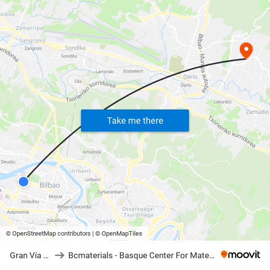 Gran Vía  85 to Bcmaterials - Basque Center For Materials map