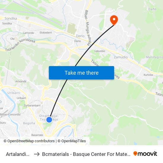 Artalandio 3 to Bcmaterials - Basque Center For Materials map