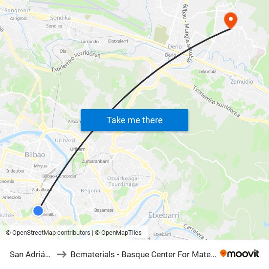 San Adrián 2 to Bcmaterials - Basque Center For Materials map