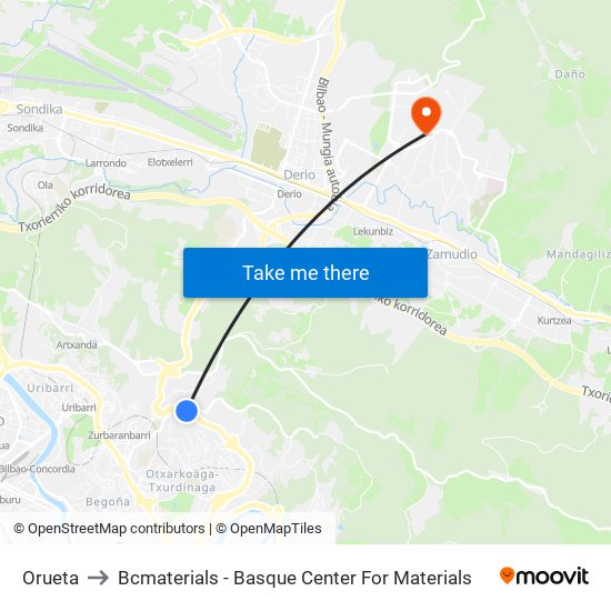 Orueta to Bcmaterials - Basque Center For Materials map