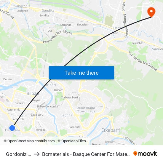Gordoniz 90 to Bcmaterials - Basque Center For Materials map