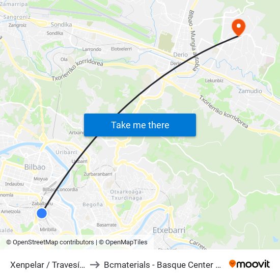 Xenpelar / Travesía Zabala to Bcmaterials - Basque Center For Materials map