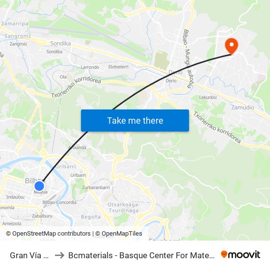 Gran Vía  36 to Bcmaterials - Basque Center For Materials map