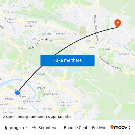 Iparraguirre 29 to Bcmaterials - Basque Center For Materials map