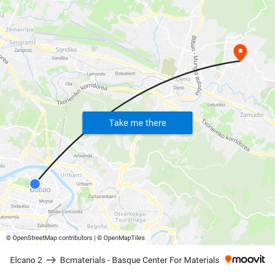 Elcano 2 to Bcmaterials - Basque Center For Materials map