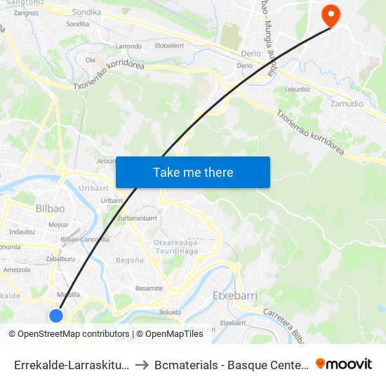 Errekalde-Larraskitu / Iberdrola to Bcmaterials - Basque Center For Materials map