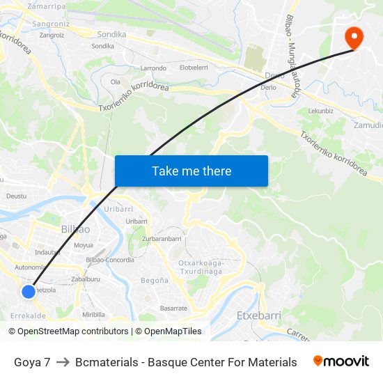 Goya 7 to Bcmaterials - Basque Center For Materials map