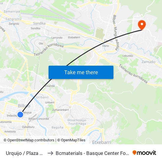 Urquijo  / Plaza Bizkaia to Bcmaterials - Basque Center For Materials map
