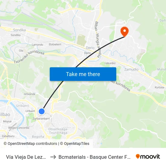 Vía Vieja De Lezama 35 to Bcmaterials - Basque Center For Materials map