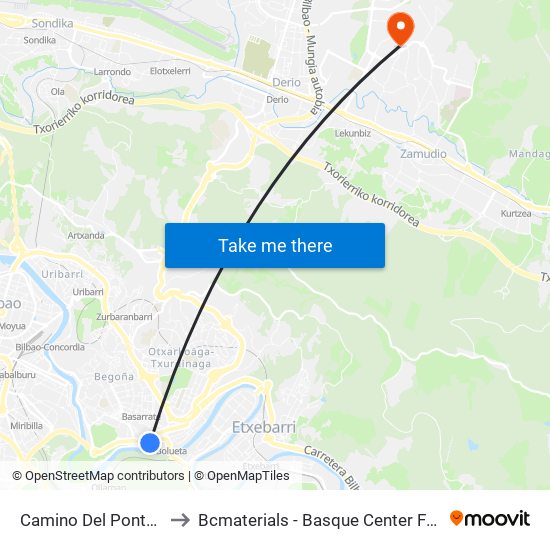 Camino Del Pontón Fte.3 to Bcmaterials - Basque Center For Materials map