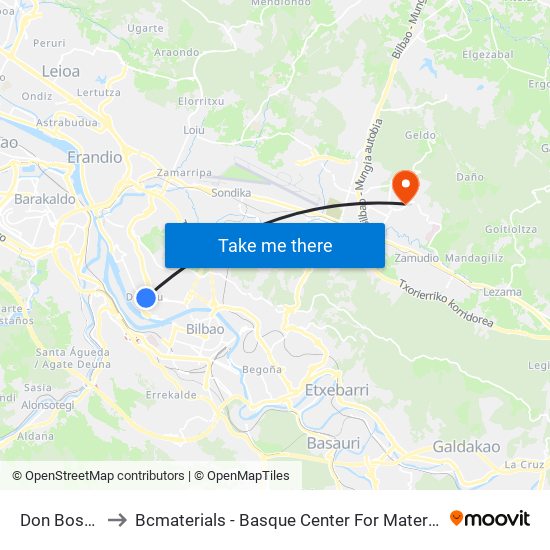 Don Bosco to Bcmaterials - Basque Center For Materials map