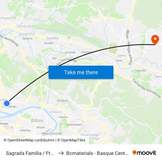 Sagrada Familia / Fte. Salesianos to Bcmaterials - Basque Center For Materials map