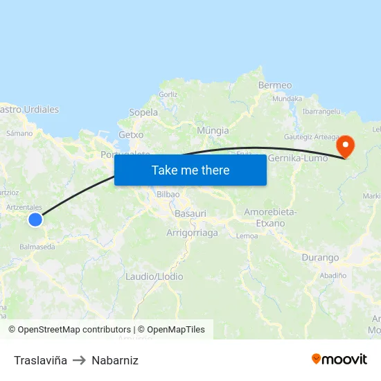 Traslaviña to Nabarniz map