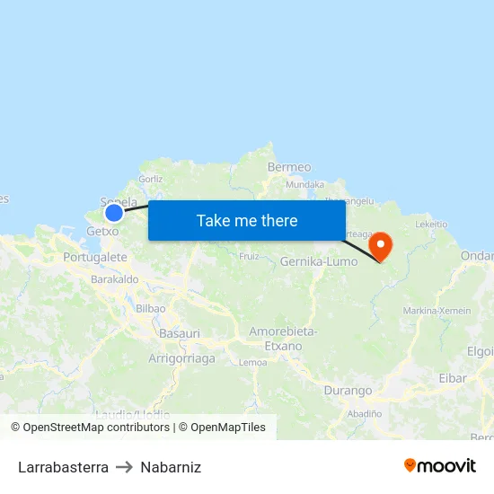 Larrabasterra to Nabarniz map