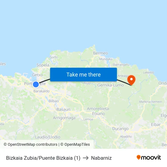 Bizkaia Zubia/Puente Bizkaia (1) to Nabarniz map