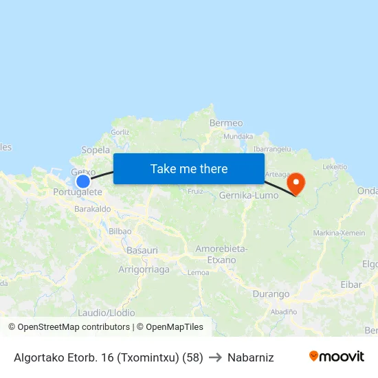 Algortako Etorb. 16 (Txomintxu) (58) to Nabarniz map