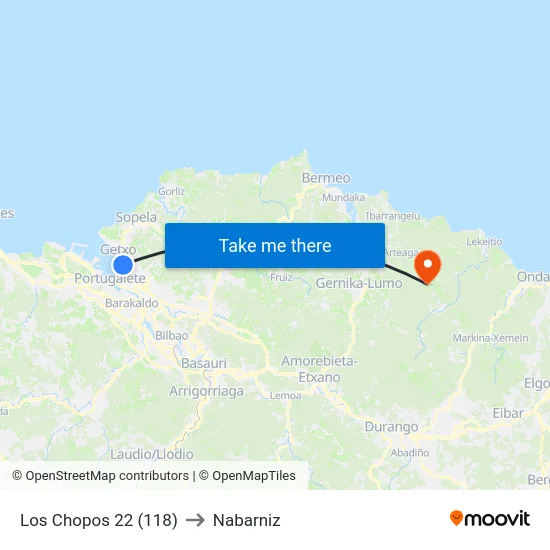 Los Chopos 22 (118) to Nabarniz map