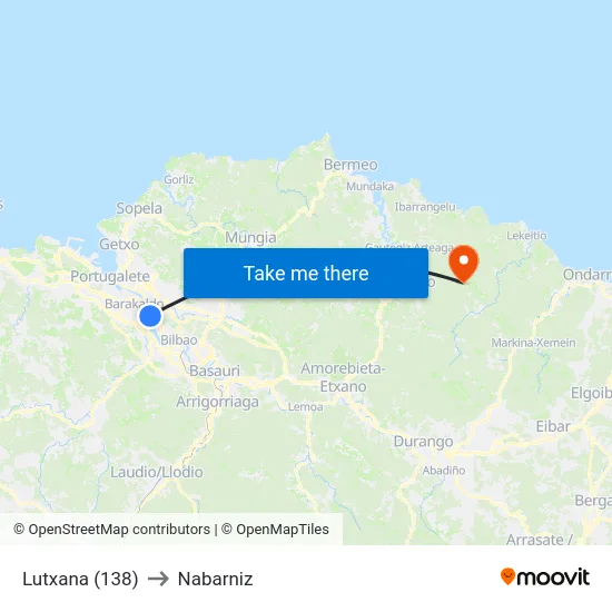 Lutxana (138) to Nabarniz map