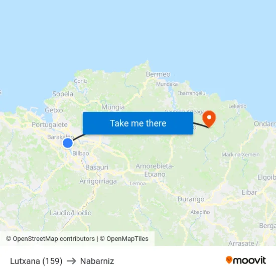 Lutxana (159) to Nabarniz map