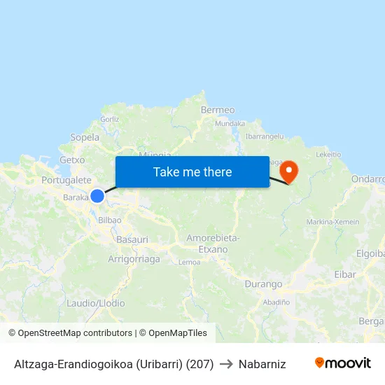 Altzaga-Erandiogoikoa (Uribarri) (207) to Nabarniz map